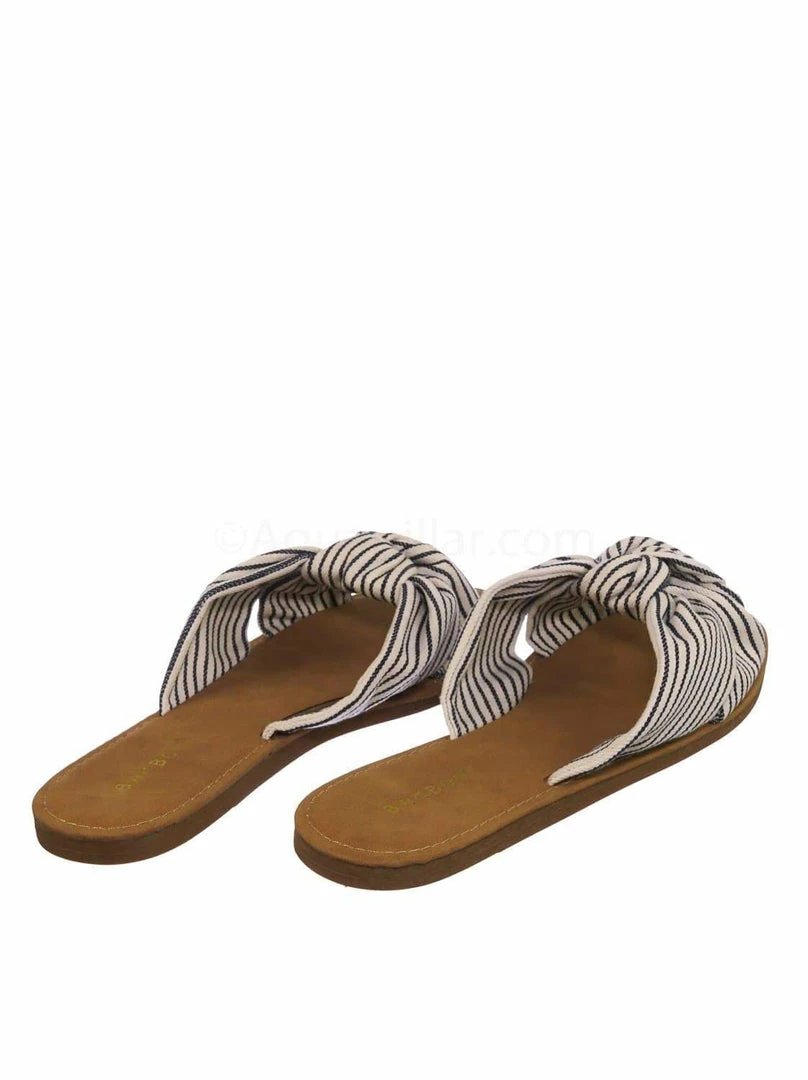 Bamboo New Upbeat10 Slide In Slippers W Knotted Sandal - Women's Floral Stripe Linen Shoes