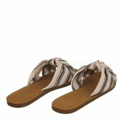 Bamboo New Upbeat10 Slide In Slippers W Knotted Sandal - Women's Floral Stripe Linen Shoes