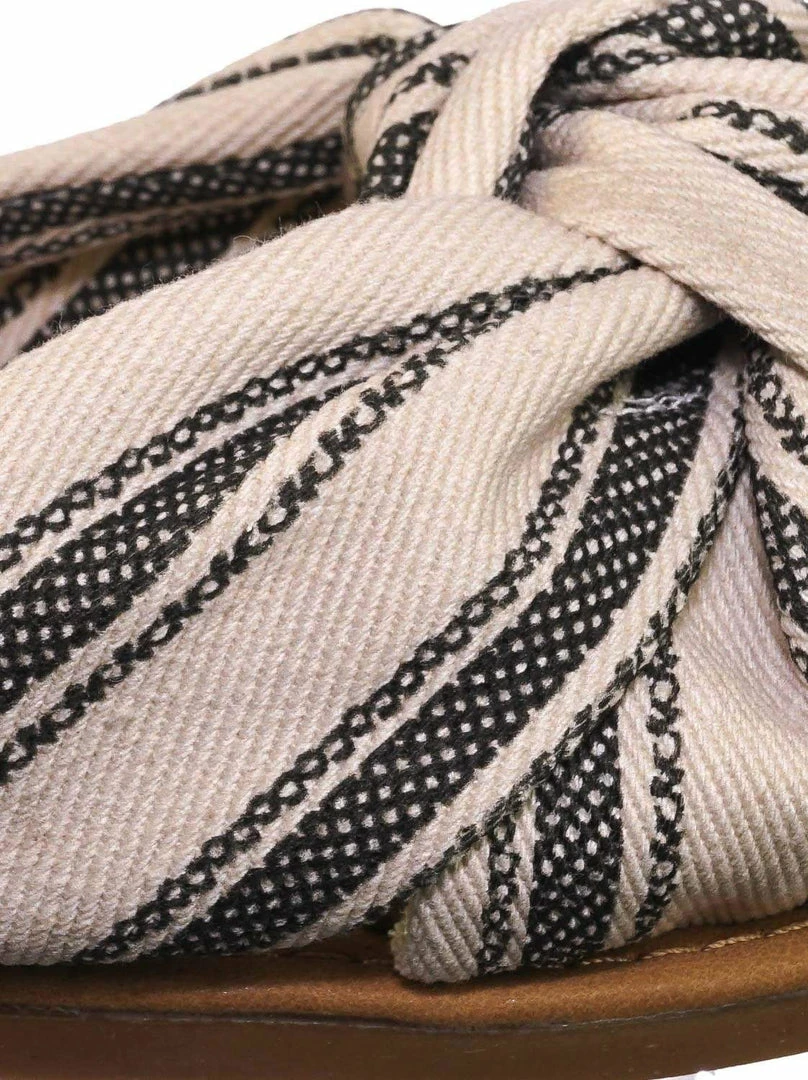 Bamboo New Upbeat10 Slide In Slippers W Knotted Sandal - Women's Floral Stripe Linen Shoes