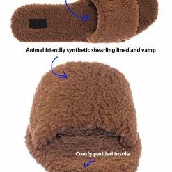 Bamboo New Upbeat38 Faux Shearling Lined Slides - Synthetic Fur Slip On Flat Sandal