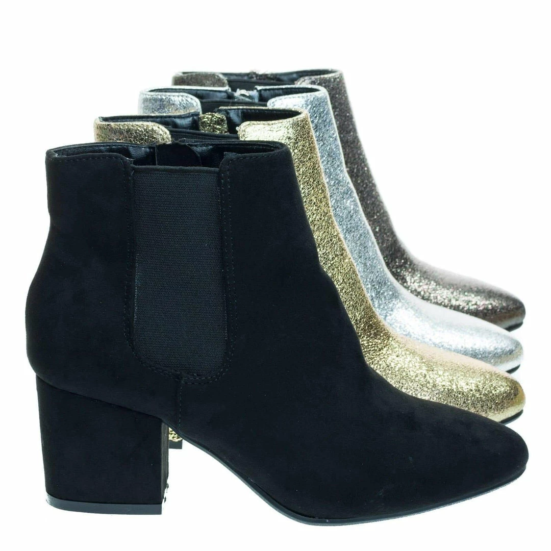 Bamboo Upscale04 Chunky Block Heel Chelsea Ankle Bootie W Side Elastic, F-Suede Lining New