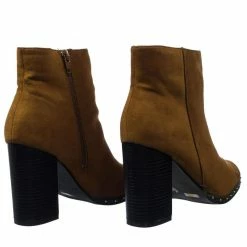 Bamboo New Upside33 Industrial Chic Block Heel Metal Micro Stud Ankle Bootie Dress Boots