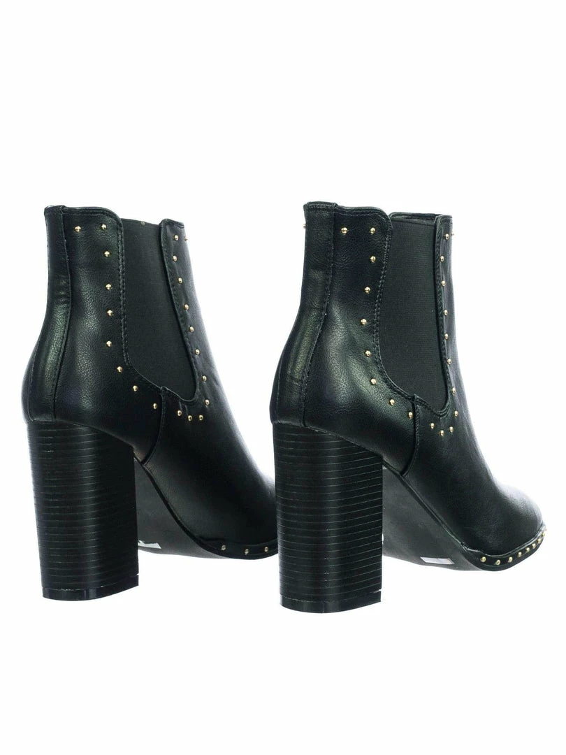 Bamboo Upside44 Micro Metal Stud Detail Block Heel Ankle Chelsea Bootie W Elastic Gore New