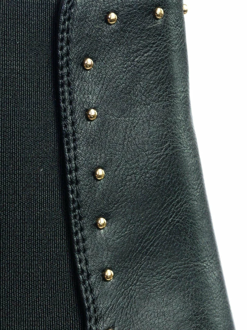 Bamboo Upside44 Micro Metal Stud Detail Block Heel Ankle Chelsea Bootie W Elastic Gore New