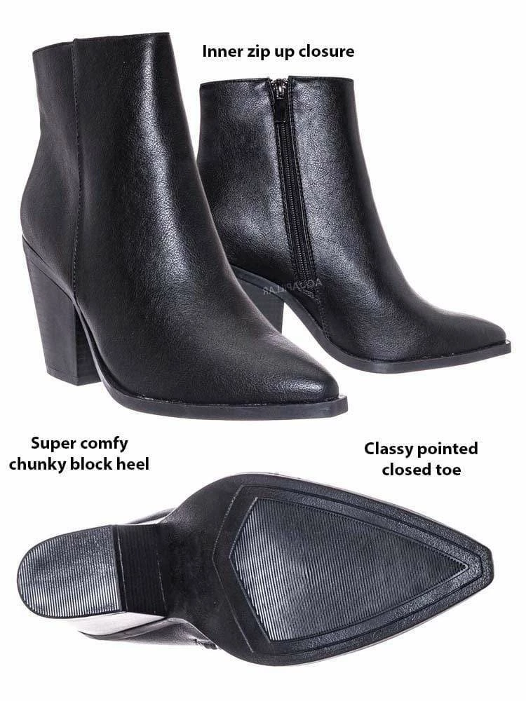 Bamboo Upstream03 Classic Block Heel Bootie New