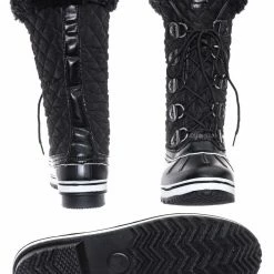 Bamboo Value18 Faux Fur Duck Tall Boots - Quilted & Tweed Snow Rain Shoe New