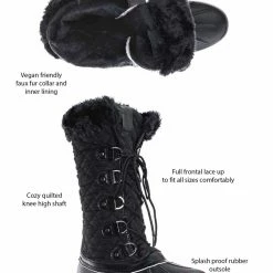 Bamboo Value18 Faux Fur Duck Tall Boots - Quilted & Tweed Snow Rain Shoe New