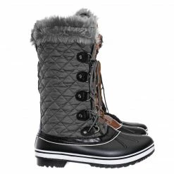 Bamboo Value18 Faux Fur Duck Tall Boots - Quilted & Tweed Snow Rain Shoe New