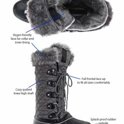Bamboo Value18 Faux Fur Duck Tall Boots - Quilted & Tweed Snow Rain Shoe New