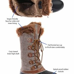 Bamboo Value18 Faux Fur Duck Tall Boots - Quilted & Tweed Snow Rain Shoe New