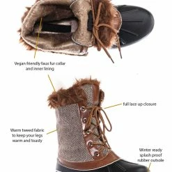 Bamboo Value6 Faux Fur Duck Boots - Quilted & Tweed Snow Rain Shoe