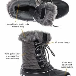 Bamboo Value6 Faux Fur Duck Boots - Quilted & Tweed Snow Rain Shoe