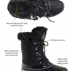 Bamboo Value6 Faux Fur Duck Boots - Quilted & Tweed Snow Rain Shoe
