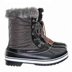 Bamboo Value6 Faux Fur Duck Boots - Quilted & Tweed Snow Rain Shoe