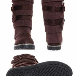 Bamboo Warm59 Faux Fur Lined Knit Boots W Bow - Women Calf Height Shaft New