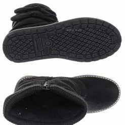 Bamboo Warm59K Kids Faux Fur Lined Knit Boots W Bow - Little Girls Calf Height Shaft New