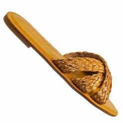 Bamboo Waterfront10 Braided Raffia Criss Cross Slides - Womens Open Toe Strappy Sandals New