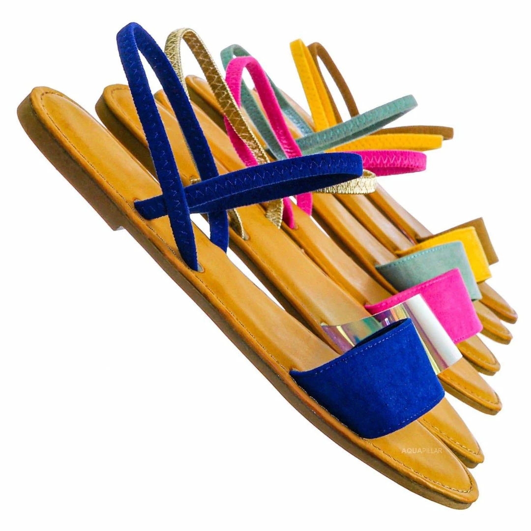 Bamboo New Waterfront24 Summer Multi Strap Slingback Sandals - Womens Open Toe Elastic Shoe