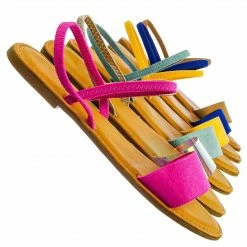 Bamboo New Waterfront24 Summer Multi Strap Slingback Sandals - Womens Open Toe Elastic Shoe
