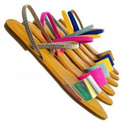 Bamboo New Waterfront24 Summer Multi Strap Slingback Sandals - Womens Open Toe Elastic Shoe