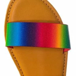 Bamboo New Waterfront74 2 Strap Flat Slide In Sandal - Women Iridescent Double Band Slipper