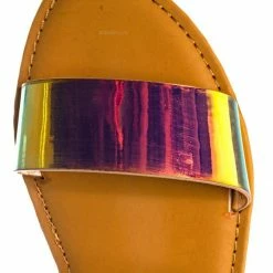 Bamboo New Waterfront74 2 Strap Flat Slide In Sandal - Women Iridescent Double Band Slipper