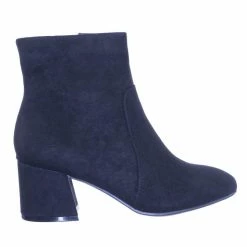 Bamboo Wishlist01 Plain Block Heel Ankle Bootie Pump W Side Zipper Closure