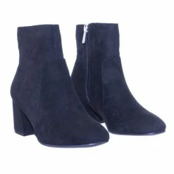 Bamboo Wishlist01 Plain Block Heel Ankle Bootie Pump W Side Zipper Closure