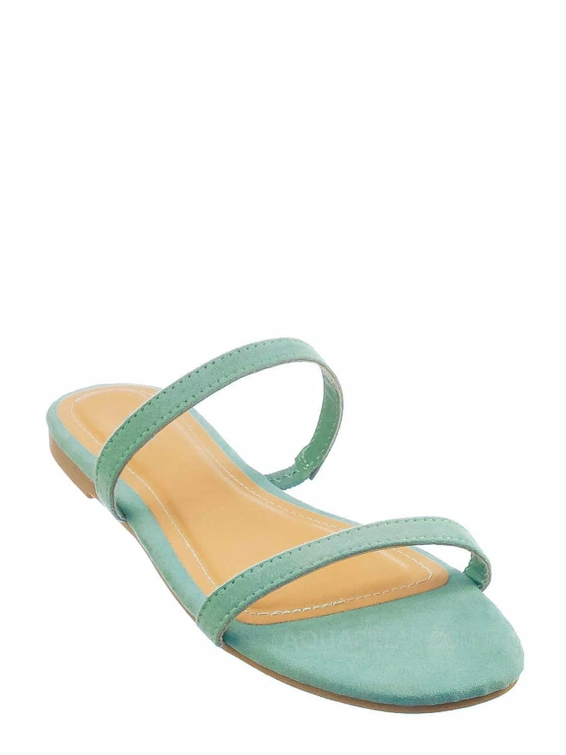 Bamboo New Zest50 Summer Double Strap Slides - Womens Casual Open Toe Slip On Shoes