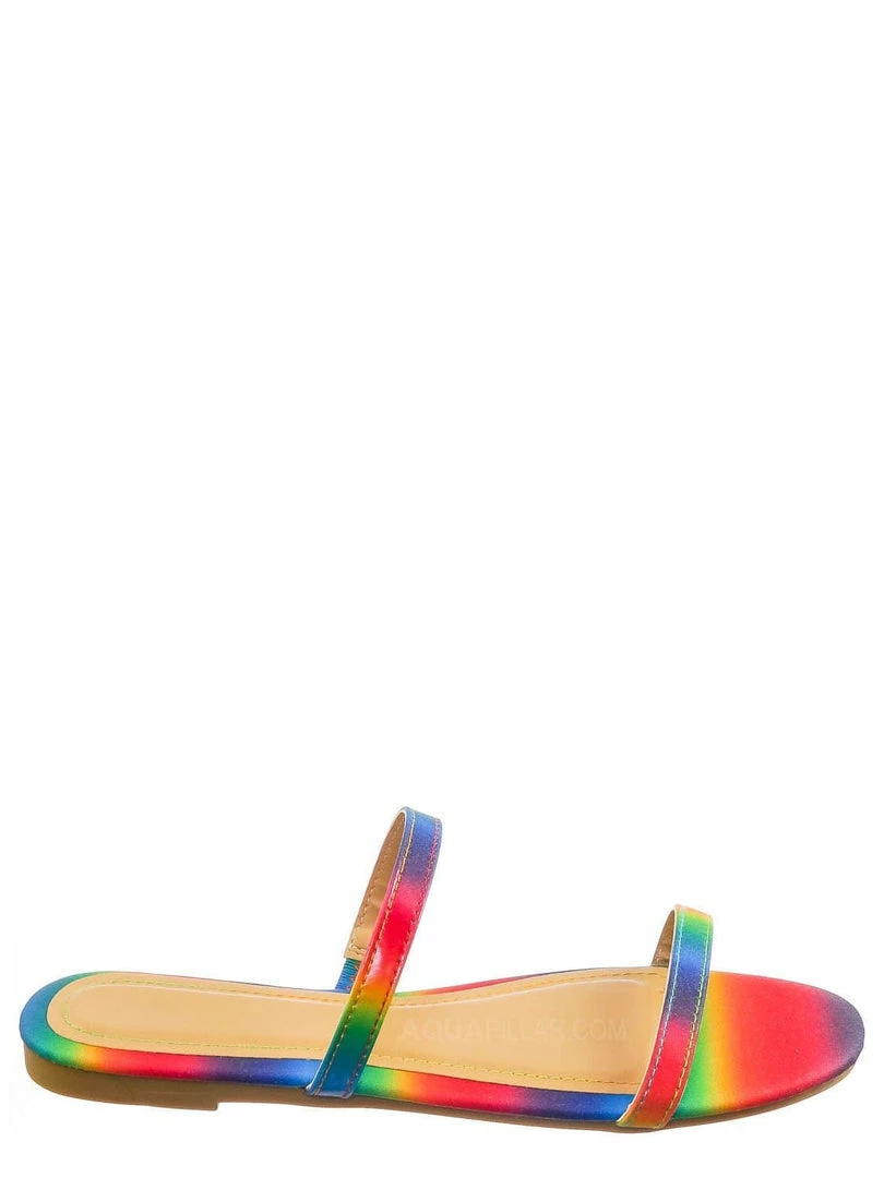 Bamboo New Zest50 Summer Double Strap Slides - Womens Casual Open Toe Slip On Shoes