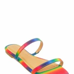 Bamboo New Zest50 Summer Double Strap Slides - Womens Casual Open Toe Slip On Shoes