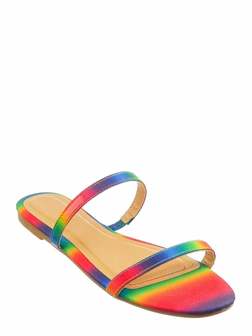 Bamboo New Zest50 Summer Double Strap Slides - Womens Casual Open Toe Slip On Shoes