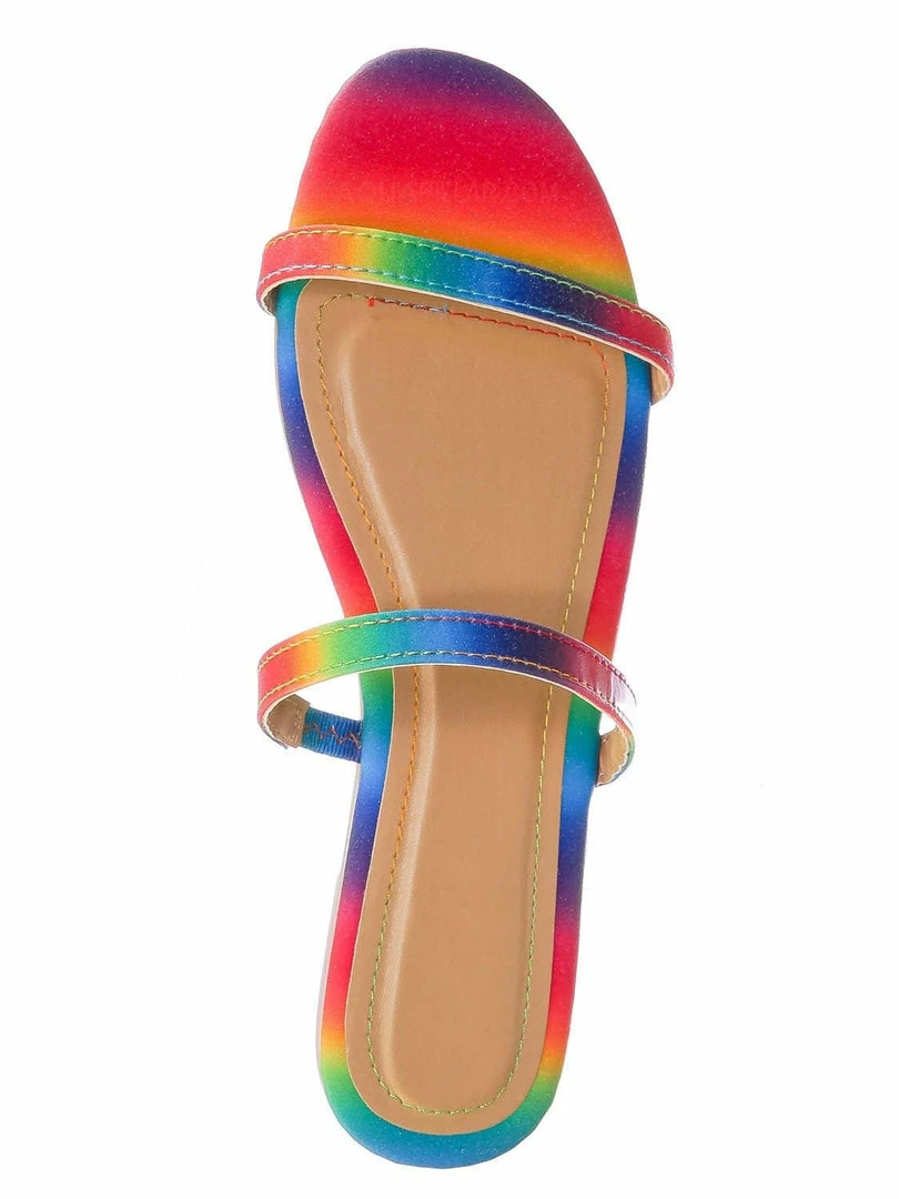 Bamboo New Zest50 Summer Double Strap Slides - Womens Casual Open Toe Slip On Shoes