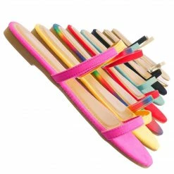 Bamboo New Zest50 Summer Double Strap Slides - Womens Casual Open Toe Slip On Shoes