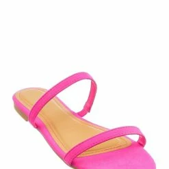 Bamboo New Zest50 Summer Double Strap Slides - Womens Casual Open Toe Slip On Shoes