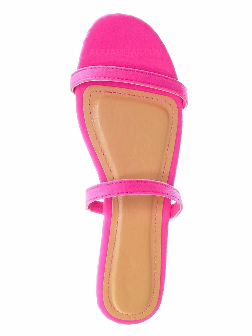 Bamboo New Zest50 Summer Double Strap Slides - Womens Casual Open Toe Slip On Shoes