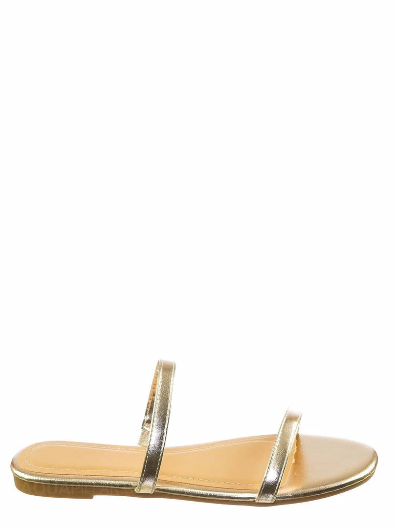 Bamboo New Zest50 Summer Double Strap Slides - Womens Casual Open Toe Slip On Shoes