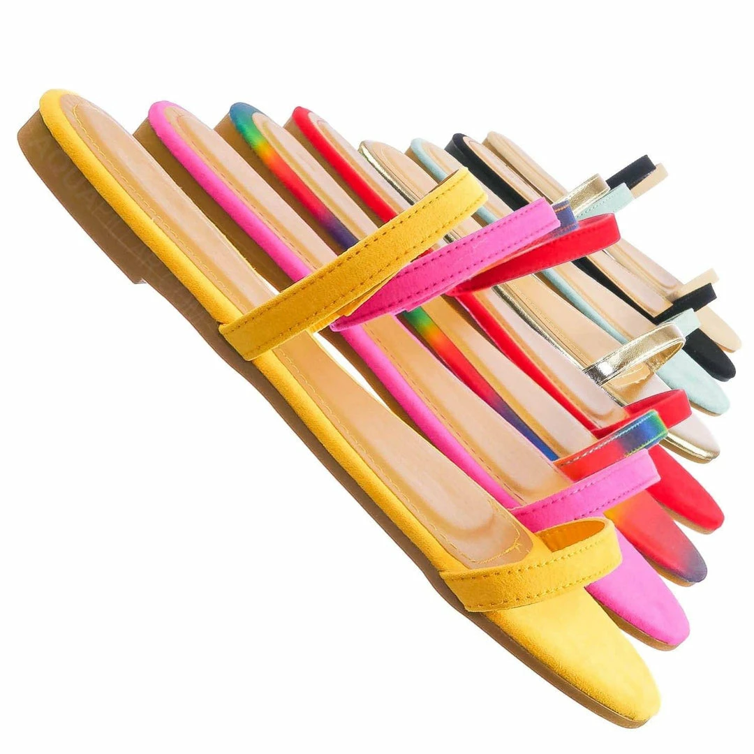 Bamboo New Zest50 Summer Double Strap Slides - Womens Casual Open Toe Slip On Shoes