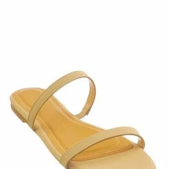 Bamboo New Zest50 Summer Double Strap Slides - Womens Casual Open Toe Slip On Shoes