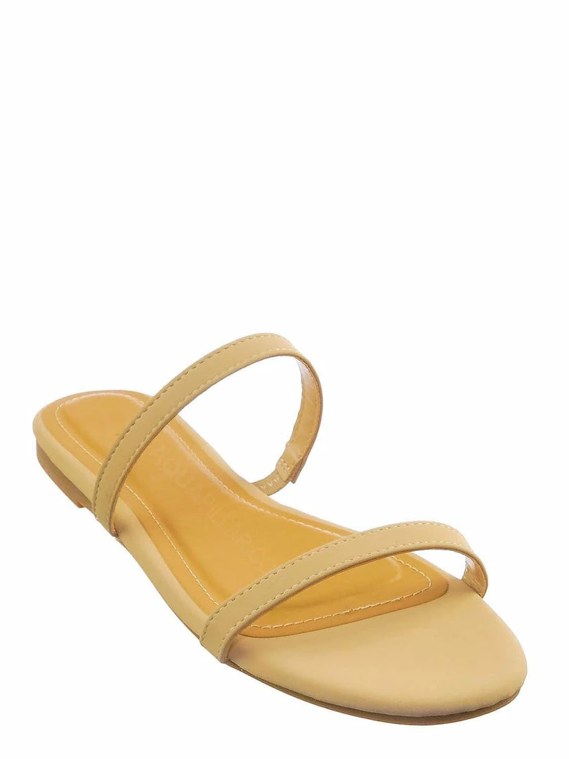 Bamboo New Zest50 Summer Double Strap Slides - Womens Casual Open Toe Slip On Shoes