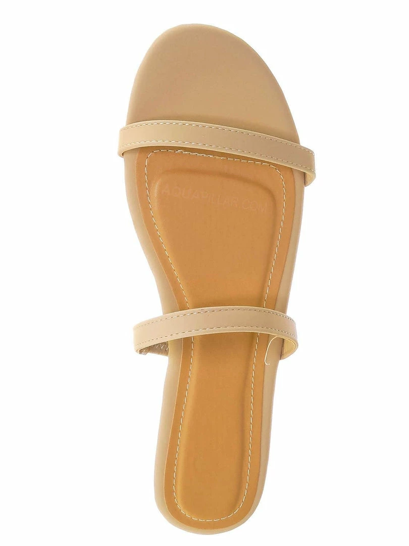 Bamboo New Zest50 Summer Double Strap Slides - Womens Casual Open Toe Slip On Shoes