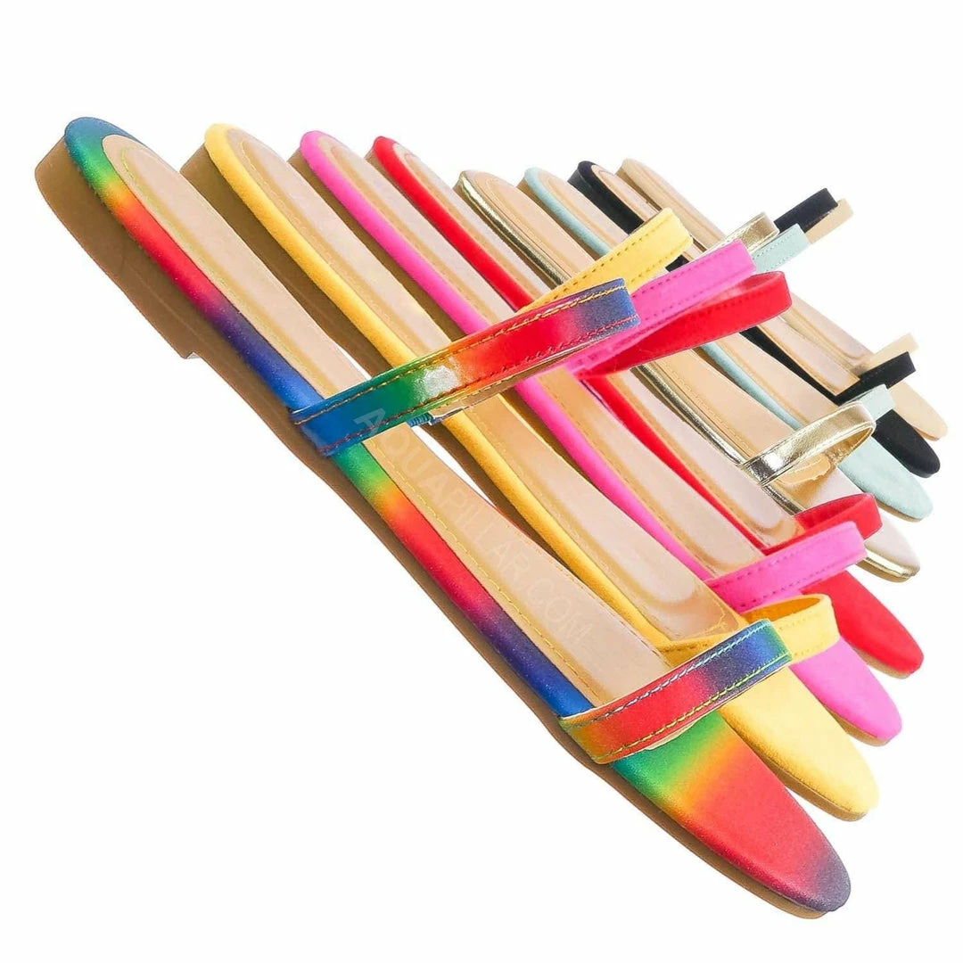 Bamboo New Zest50 Summer Double Strap Slides - Womens Casual Open Toe Slip On Shoes