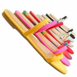 Bamboo New Zest50 Summer Double Strap Slides - Womens Casual Open Toe Slip On Shoes