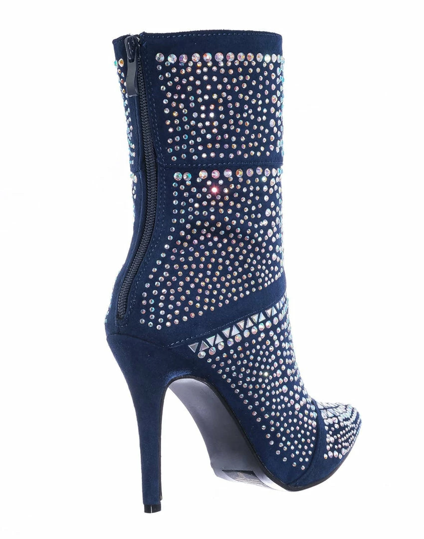 Forever Link Event98 Rhinestone Studded Stiletto Bootie- Womens Crystal Ankle Height Boot