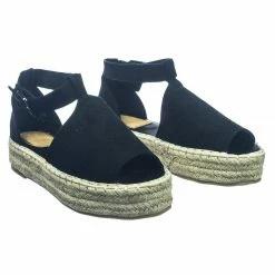 Bella Luna New Moira40 Espadrille Jute Rope Wrap Platform Flatform Perforated Sandal