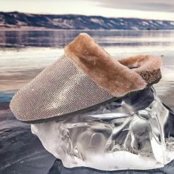 Forever Link New Benefit13 Rhinestone Crystal Moccasin Furry Footbed Slipper