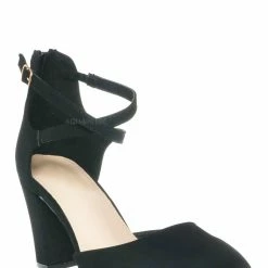 Top Moda Gallery1 Block Heel Criss Cross Pump - Women Ankle Strap Shoes New