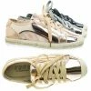 Blossom New ACancun1 Espadrille Lace Up Sneaker W Metallic & White Lug Outsole.