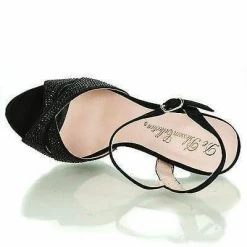 New Ella5 By Blossom, Cut Out Peep Toe Rhinestone Sling Back Low Platform Stiletto Heels