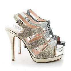 New Kimi25 By Blossom, Sling Back Dazzling Glitter Cluster Cut Out Strappy Stiletto Heels